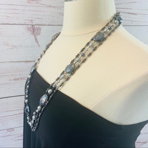 Shiny silver dark silver beads multi strand - Picture 4 of 9